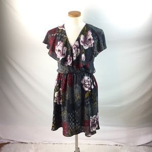 Anthropology Everly floral ruffle dress